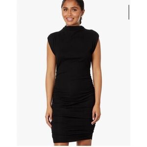 Michael Stars Gia Mock Neck Powershoulder Bodycon Ribbed Dress